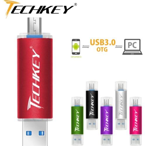 New TECHKEY OTG usb 3.0 32gb usb flash drive 3.0 64gb pen drive 16gb memoria cel usb stick pendrive gift for samsung mobile