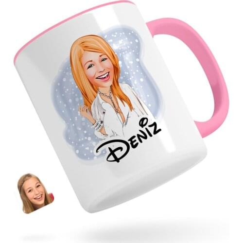 Personalized Women 'S Model Caricature Of Pink Mug Bardak-2