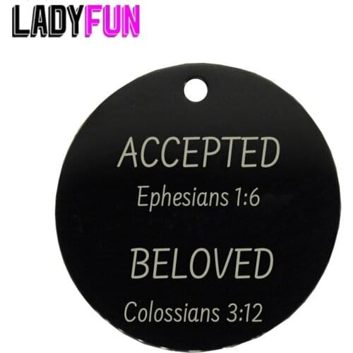 Ladyfun Stainless Steel Charm ACCEPT BELOVED Pendant Charms 25mm 20pcs/lot