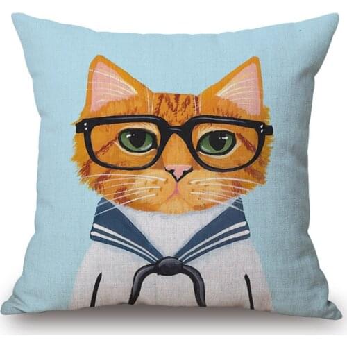 Drop Shipping Customized Square 18" Cat Cushion Covers 3d Print Sofa Throw Pillow Covers For Car Seat European Decor Cotton