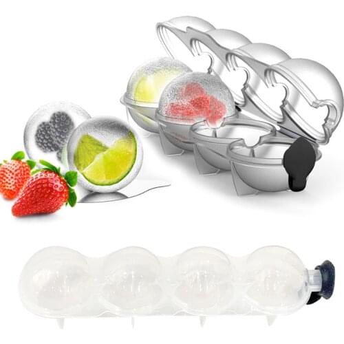 4 Hole Ice Hockey Silicone Mould Big Size Ball DIY Whiskey Wine Cocktail Ice Cube Maker Party for Home Bar Kitchen Tool