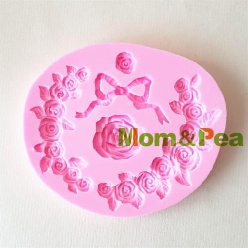 Mom&Pea 1350 Free Shipping Bowknot & Flower Silicone Mold Cake Decoration Fondant Cake 3D Mold Food Grade