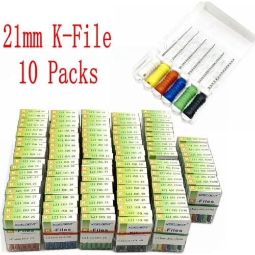 10 Packs 21mm Dental K Files Root Canal Endo Files Dental Hand Files Stainless Steel K Files Dentist Tool