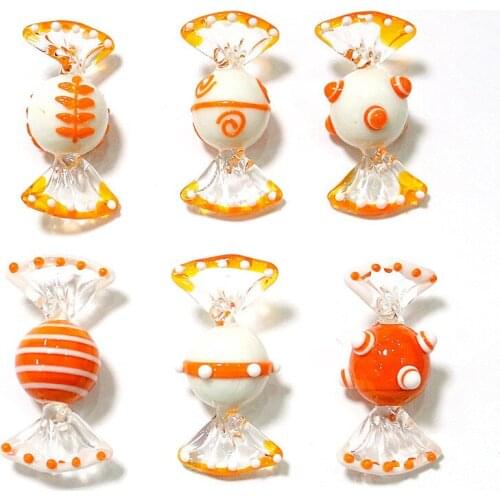 Vintage Orange Murano Glass Sweets Candy Art Ornament Home Desktop Christmas Decoration Accessories Holiday Party Gifts For Kids