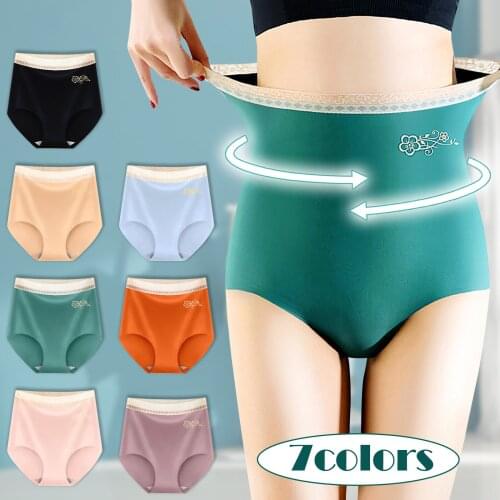 Womens Underwear Panties Seamless Solid Color High-waist Lace Flexible Lingerie Soft Briefs Intimates sous vetement femme d4
