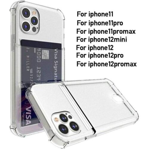 1Pc Luxury Clear Card Phone Case For IPhone 11 Ultra Thin Slim Soft TPU Cover Case For IPhone 12 Anti-Drop Back Protective Cover