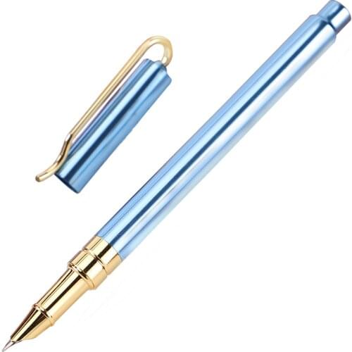 1-Piece Gold Clip Metal Fountain Pen Extra Fine Hooded Nib 0.38mm Financial Pens for Office School Supplies Writing Stationery