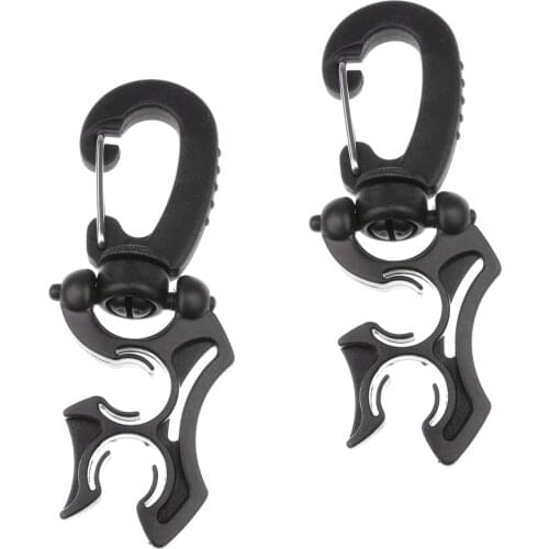2 Pieces/ Set Black Scuba Regulator & Console Hose Holder with Rotates & Folding Clip Diving Accessories
