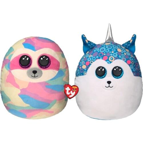 20 CM Ty Beanie Big Eyes Helena Blue Husky And Cooper Pastel Sloth Soft Pillow Plush Doll Toy Birthday Gift for Boys and Girls