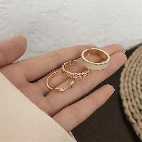 2020 Trend Resizable Hollow Rings Set Women Metal Gold Color Geometric Round Fashion Jewelry Christmas Gifts For The New Year