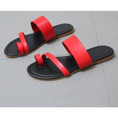 2021 Ladies Summer PU Leather Slippers, Ladies Sexy Flip Flops, Ladies Fashion Flat Shoes, Ladies Shoes and Large Size Slippers