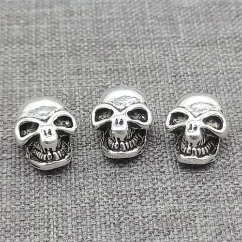 3pcs of 925 Sterling Silver Skull Skeleton Head Beads for Bracelet Necklace