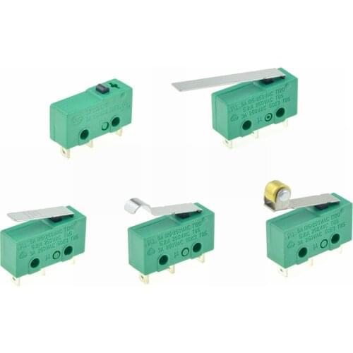 1PC Micro Limit Switches 3Pins NO+NC SPDT 3A/5A 250VAC Mini Micro Switch 17mm 29mm Long Arc Roller Lever Switch Microswitches