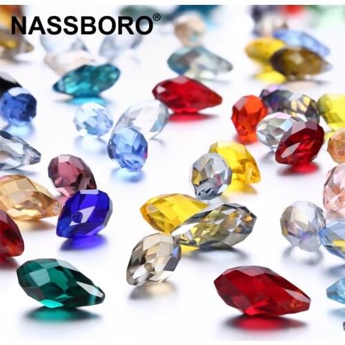 Waterdrop Briolette Pendant Austrian Crystal Beads 6*12mm 50pcs Teardrop Czech Glass Beads for Jewelry Making Bracelet DIY