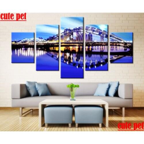 5D Diamond Painting DIY Art painting 5PCS European architecture full diamond Mosaic Diamond Embroidery diamond puzzle cute pet