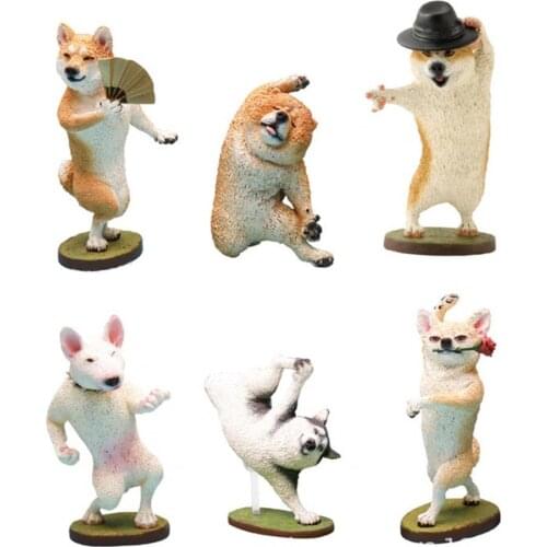 6Pcs Model Toy Cartoon Dog Design Creative PVC Simulation Decor Display Mold for Kids