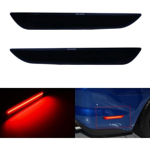 ANGRONG Rear Bumper Reflector Side Marker LED Tail Light Smoked Black Lens For Ford Mustang