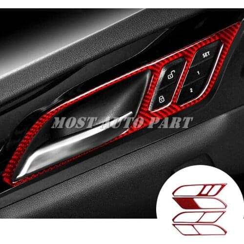 Carbon Fiber Car Door Handle Bowl Frame Cover For BMW X3 X4 G01 G02 2018-2020 Red/Black Car accesories interior Car Trim