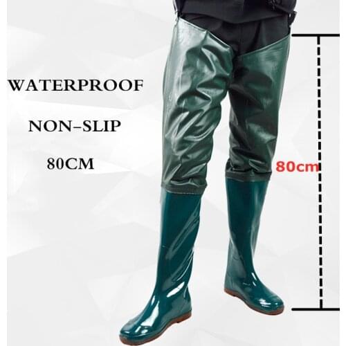 Wading Pants with shoes Men Women Underwater work Long tube Waterproof pants Outdoor Fishing PVC Waterproof trousers Rain Boots