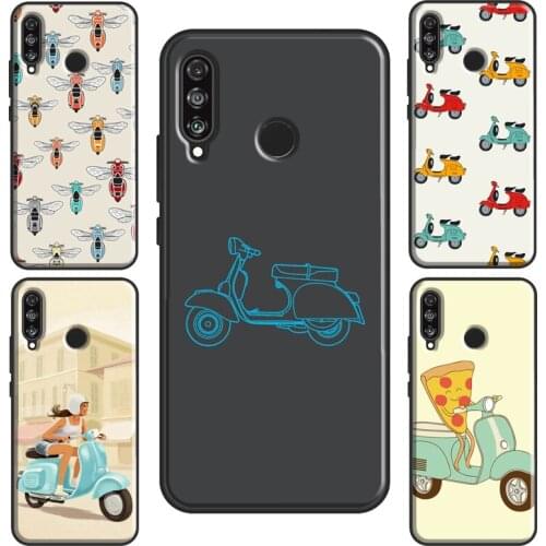 Retro Cartoon Scooter Case For Huawei P30 Pro P40 P20 Mate 20 Lite Nova 5T P Smart 2019 Honor 20 8X 9X 8A 10i