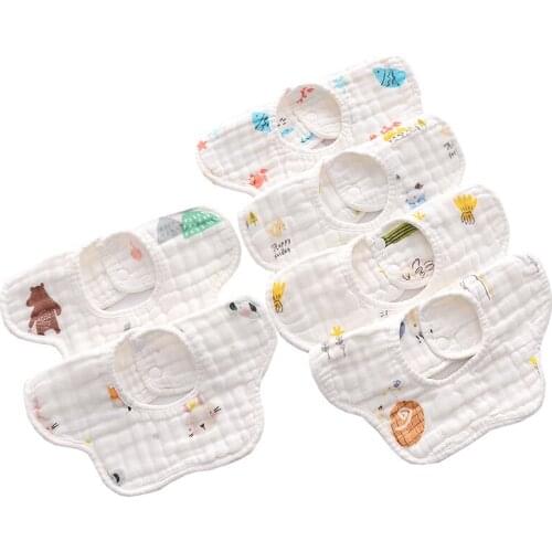 Baby Bibs 360 Degree Rotation 4 Layers Gauze Muslin Baby Kids Bandana Burp Cloth Soft Newborn Infant Saliva Towel Baby Stuff