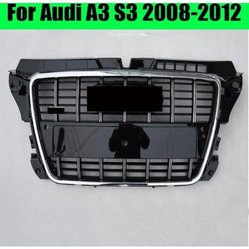 For Audi A3 S3 2008 2009 2010 2011 2012 RS3 Style Gloss Silver + Black Grill Honeycomb
