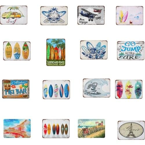 Surfboard Shabby Chic Metal Tin Sign Vintage Home Pub Flower Shop Retro metal Wall Painting Art Poster Art Home Decoration