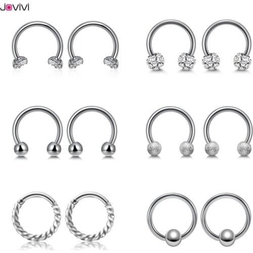 Jovivi 12 Pcs Stainless Steel Nose Septum Ring 16Ga Multi-Used Ear Studs Lip Ring Eyebrow Rings Fashion Body Piercing Jewelry
