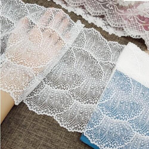 Wholesale 1 Meter/lot Free shipping Width 21cm Elastic White Lace Fabric diy Clothes Fabric Accessories DIY Bra Underwear Lace