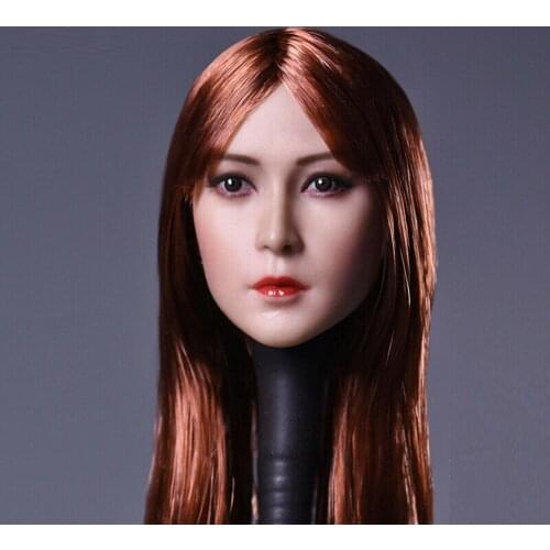 1/6 Scale DSTOYS D008 Red Hair Asia Girl Head Sculpt Model Carved Fit 12'' TBLeague PH Action Figure Female Body