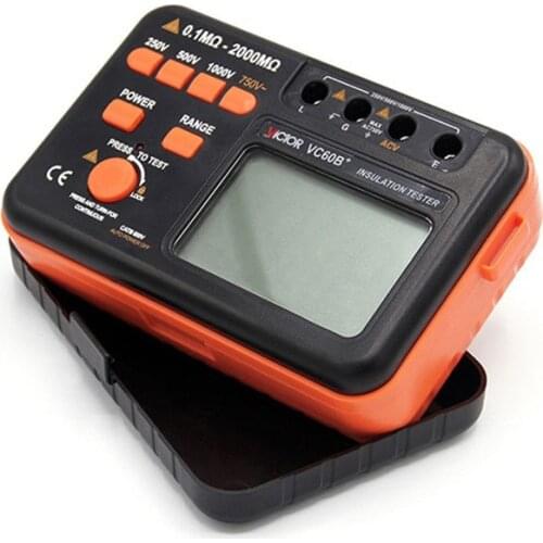 Multimeter Digital Insulation Resistance Tester LCD 1000V Megger Insulation 0-2000M Ohm High Voltage Short Circuit Input Alarm