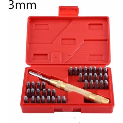 3mm Steel Alphabet Letter Number Stamp Punch tool Set For Steel Metal Wood Leather + 1 Automatic Center Punch Making hole tool
