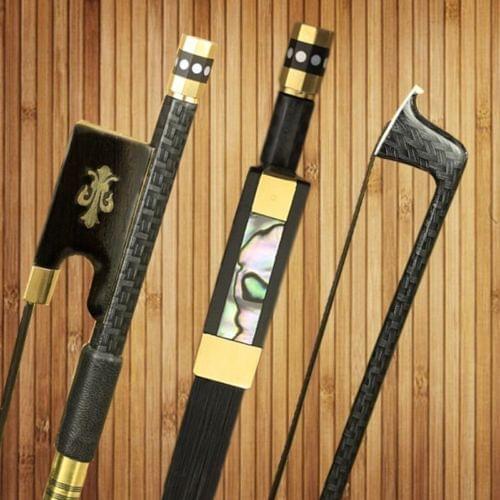 New TEXTURE strong carbon fiber 4/4 violin fiddle bow black horse hair Copper