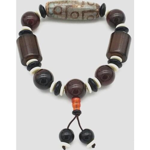 NEW Fashionable joker Irregular size natural irregular black and red noxy Bead bracelet 2pcs Bungee cord Men and women