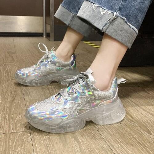 NEW Women Chunky Sneakers Platform Spring Shoes Woman Casual Footwear Female Crystal Sneaker Dad Shoes Trainers Basket Femme