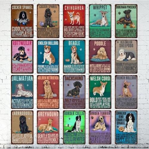 Animals Plaque Dogs Vintage Pet Tin Sign Metal Sign Decorative Living Room Wall Decor Farm Home Decoration Pet Iron Painting