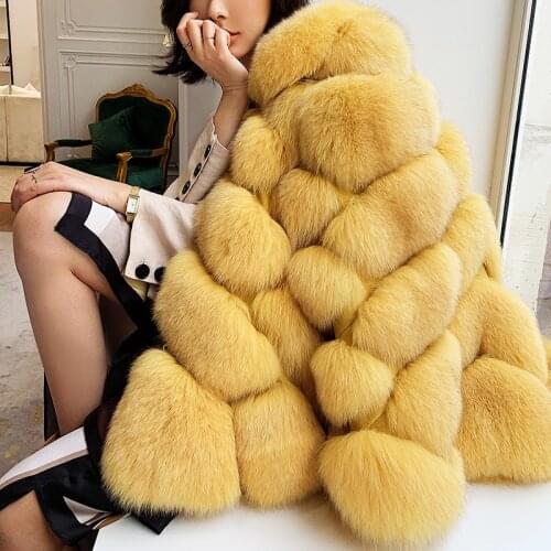 Ins New Coat 2020 Women Warm Real Fur Imported Fox Fur Coat Winter Female Long Sleeve Oversize Luxury Thick Warm Genuine Fur