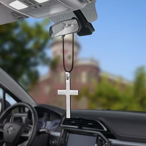 Car Pendant Metal Bible Cross Decoration Hanging Ornaments Charm Christian Automobiles Interior Rear-View Mirror Suspension Trim