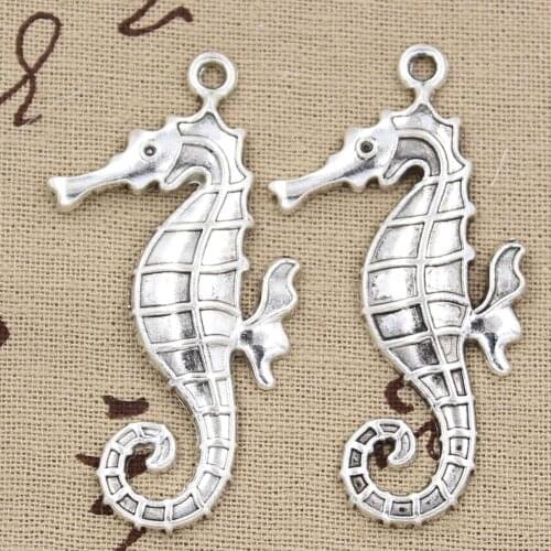5pcs Charms Hippocampus Seahorse 59x31mm Antique Silver Color Plated Pendants Making DIY Handmade Tibetan Silver Color Jewelry