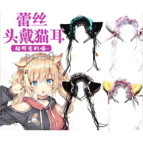 Princess Lolita Hairbands Bell Cat Ears Headband Maid Lace Headbands Hair Hoop Hair Accessories Anime Cat Girl Cosplay B439