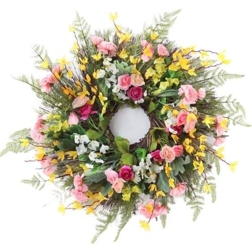 Holiday Wreath Artificial Decorative Flowers 1pcs Mothers Day Wall Hanging For Home Office Garden Party Wedding Arch Front