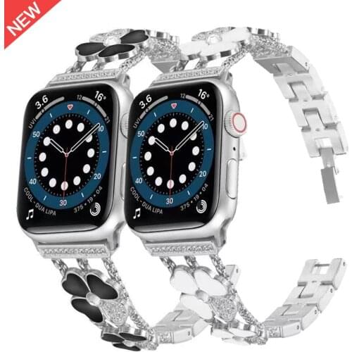 Metal diamond strap Compatible with Apple watch 6 5 4 SE 44mm 40mm Women replacement bracelet strap for iwatch 3 2 1 42mm 38mm