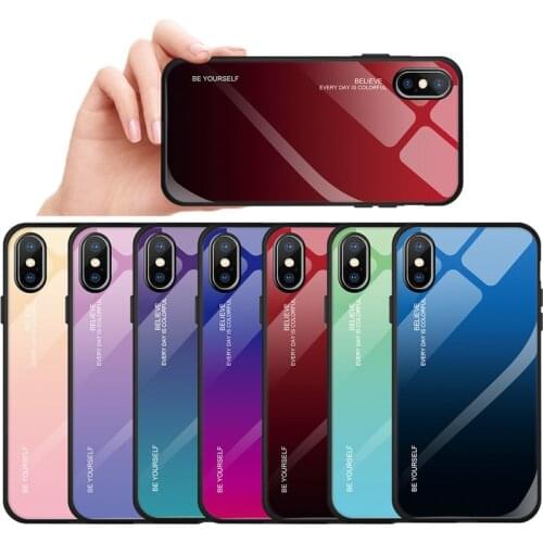 Luxury Gradient Tempered Glass Case For iphone 6 6S 7 8 Plus On For iphone X XS XR XS Max Phone Cases Cover Protective