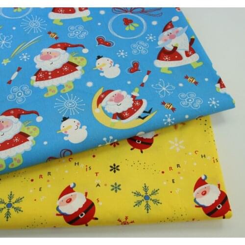 Christmas Santa Clause Cotton Fabric DIY Sewing Bed Sheet Dress making Happy Christmas Decoration cotton fabric