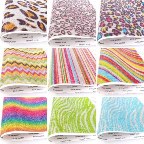 Self adhesive SS6 2mm rainbow colors full glass crystal rhinestone mesh applique sticker sheet rolls garment shoes diy trim