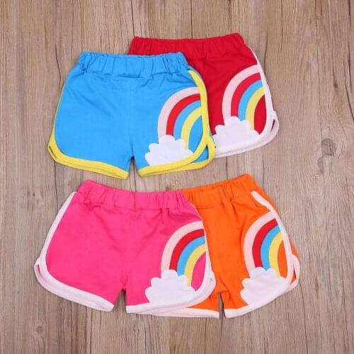 2-7Y Toddler Kids Baby Boy Girl Elastic Waist Rainbow Shorts Bottom Active Sportswear Children Clothes