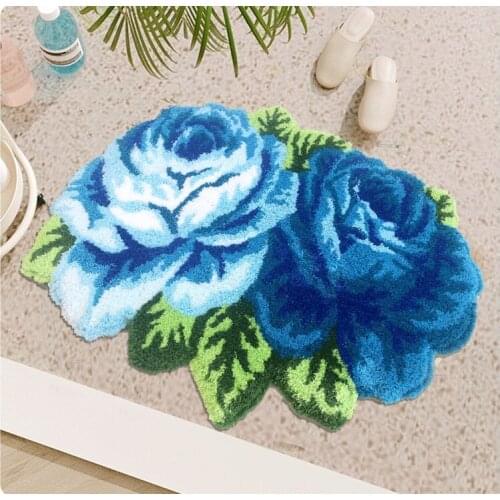 Blue Rose Carpet for Livingroom/Bedroom/Bathroom/Wedding Rug Soft Shaggy Plush Washable Absorbent Microfibers Area Rug Bath Mat