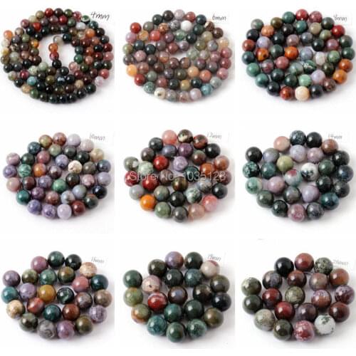 High Quality 4.6.8.10.12.14.16.18.20mm Natural Round Shape Indian Agates Onyx DIY Loose Beads Strand 15" Jewellery Making wj59