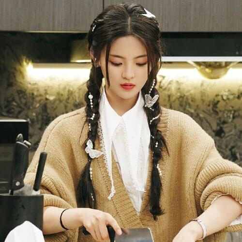 Pearl Long Tassel Chain Headband Hair Hoop Hairband Jewelry for Women Asymmetry Wedding Headpiece Hair Chain