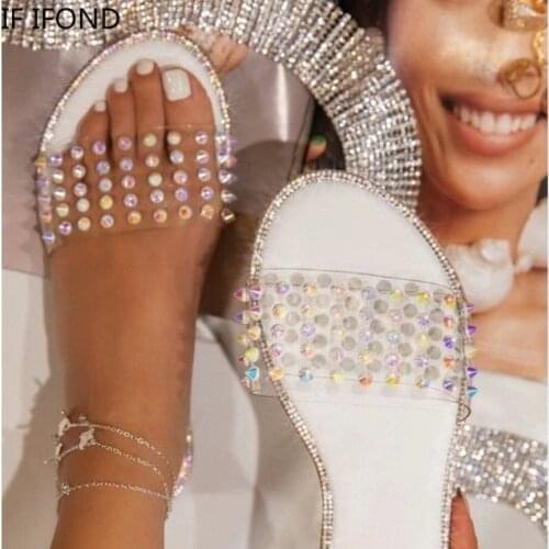 IF IFOND Women Sandals Beach Slip on Slides Brand Design Open Toe Sandals Fashion Rivet Casual Woman Slippers Shoes Plus Size 43